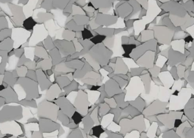 This image shows a flake epoxy called Feather Gray which is composed of light colored flakes.