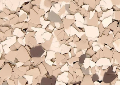 This image shows a flake epoxy called Safari which is composed of light and dark colored flakes.